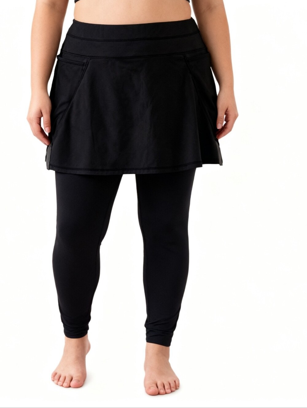 Athleta Womens Black 2-in-1 Skirted Legging Pants Skort Athletic Tights Active